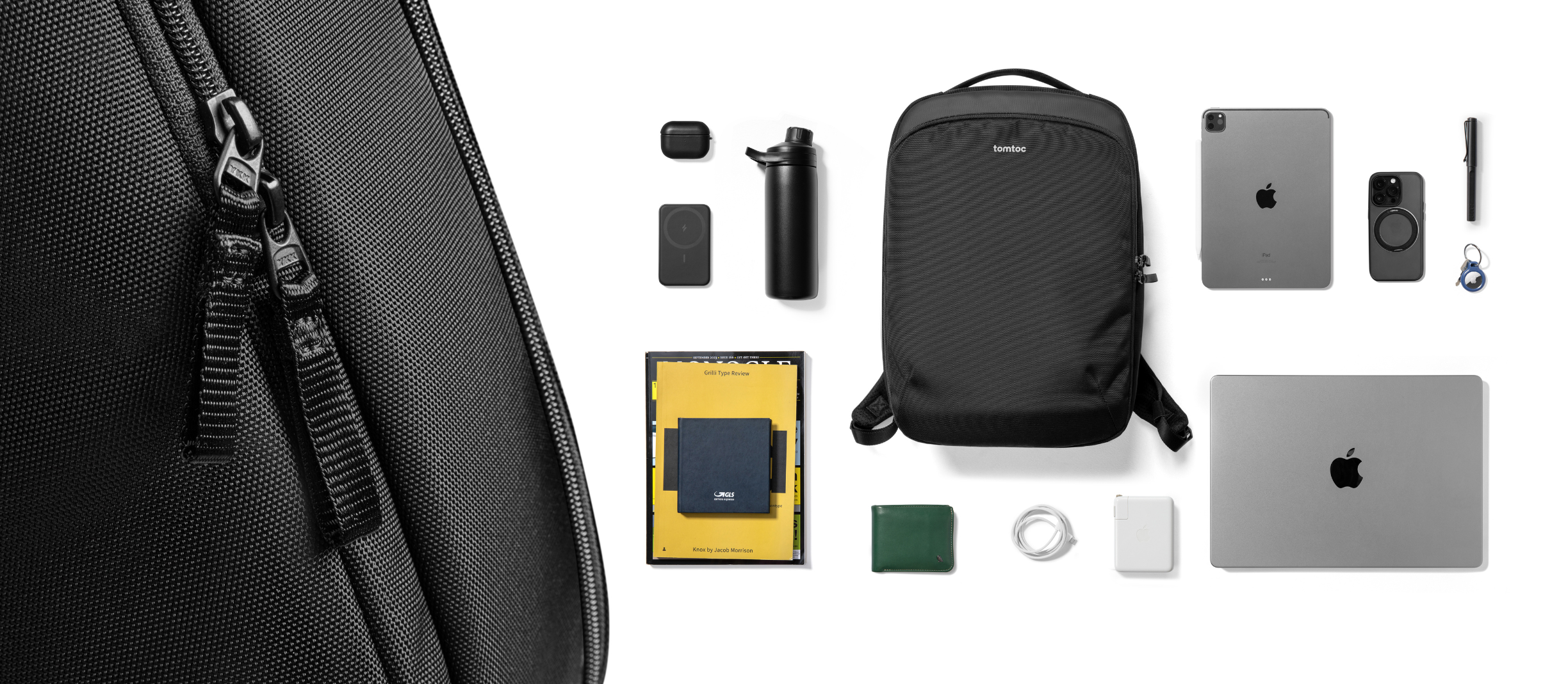 tomtoc Explorer - T60 Nešiojamas kompiuteris Backpack, juoda aprašymas - Prekės nuotrauka