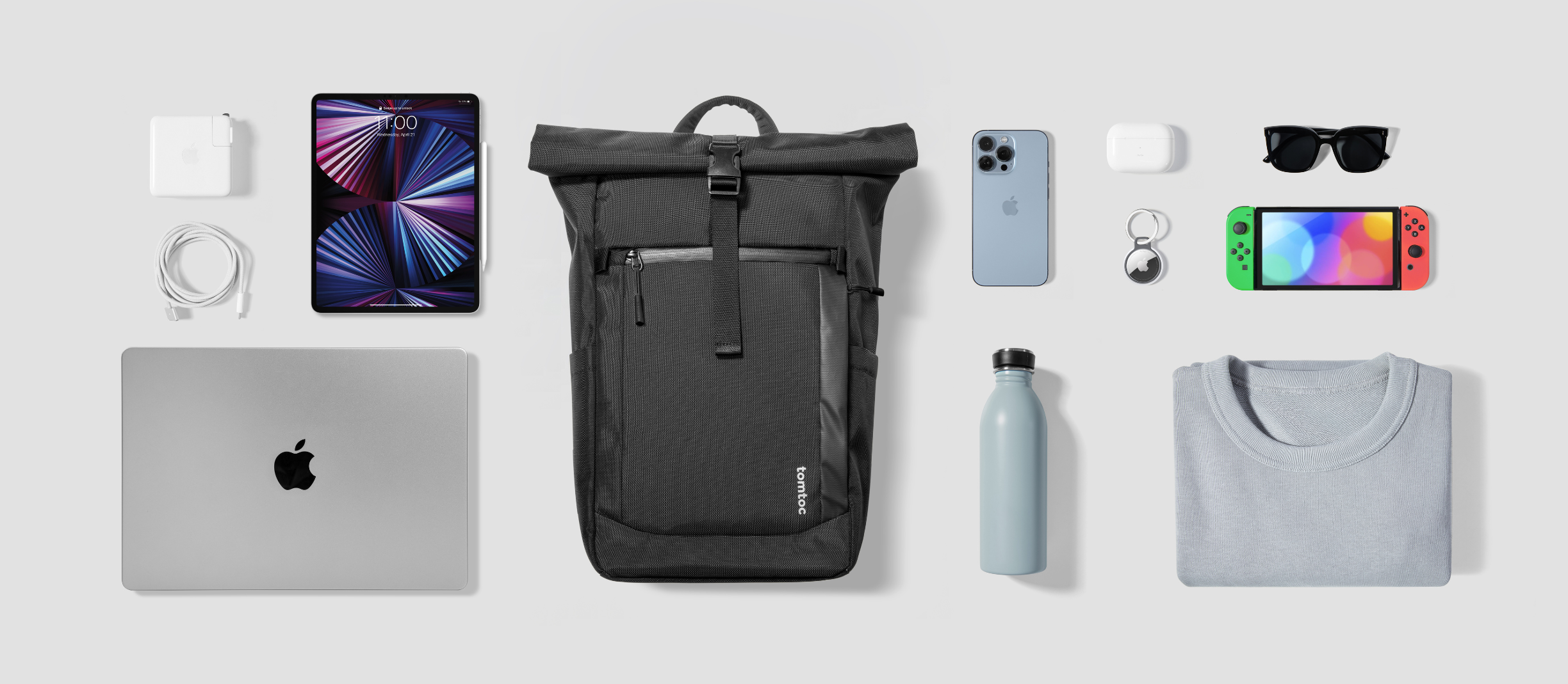 tomtoc Navigator T61 Rolltop Backpack L juoda aprašymas - Prekės nuotrauka