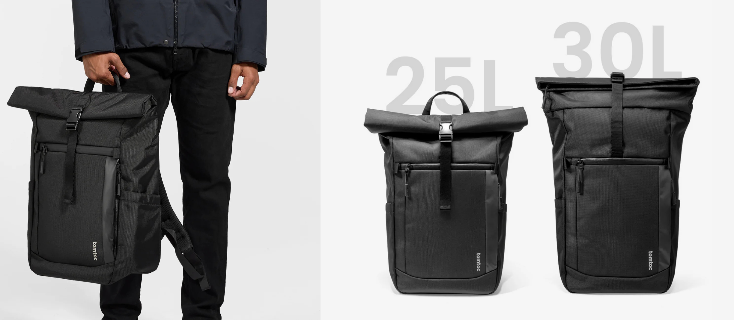 tomtoc Navigator T61 Rolltop Backpack L juoda aprašymas - Prekės nuotrauka