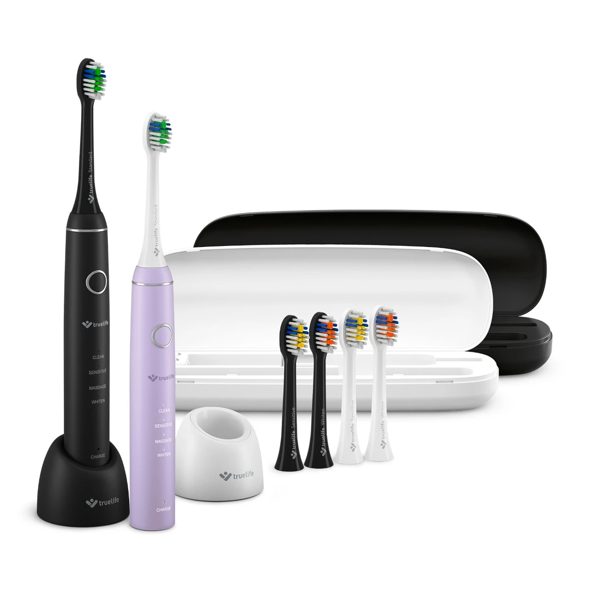 Dantų šepetėlis „TrueLife SonicBrush Compact Duo“ juodas / levandų spalvos aprašymas - Prekės nuotrauka