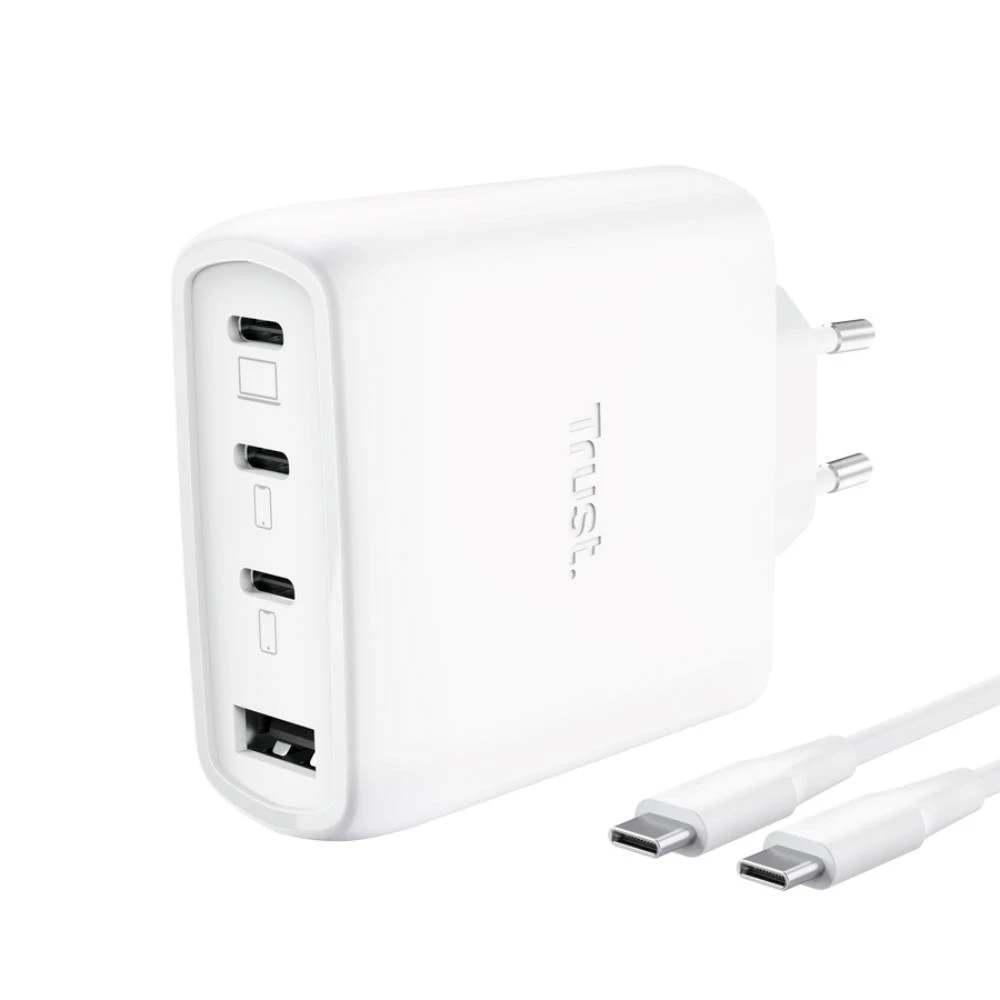 TRUST GaN įkroviklis MAXO 65W, 3xUSB-C, 1xUSB-A, baltas aprašymas - Prekės nuotrauka TRUST GaN įkroviklis MAXO 65W, 3xUSB-C, 1xUSB-A, baltas aprašymas - Prekės nuotrauka