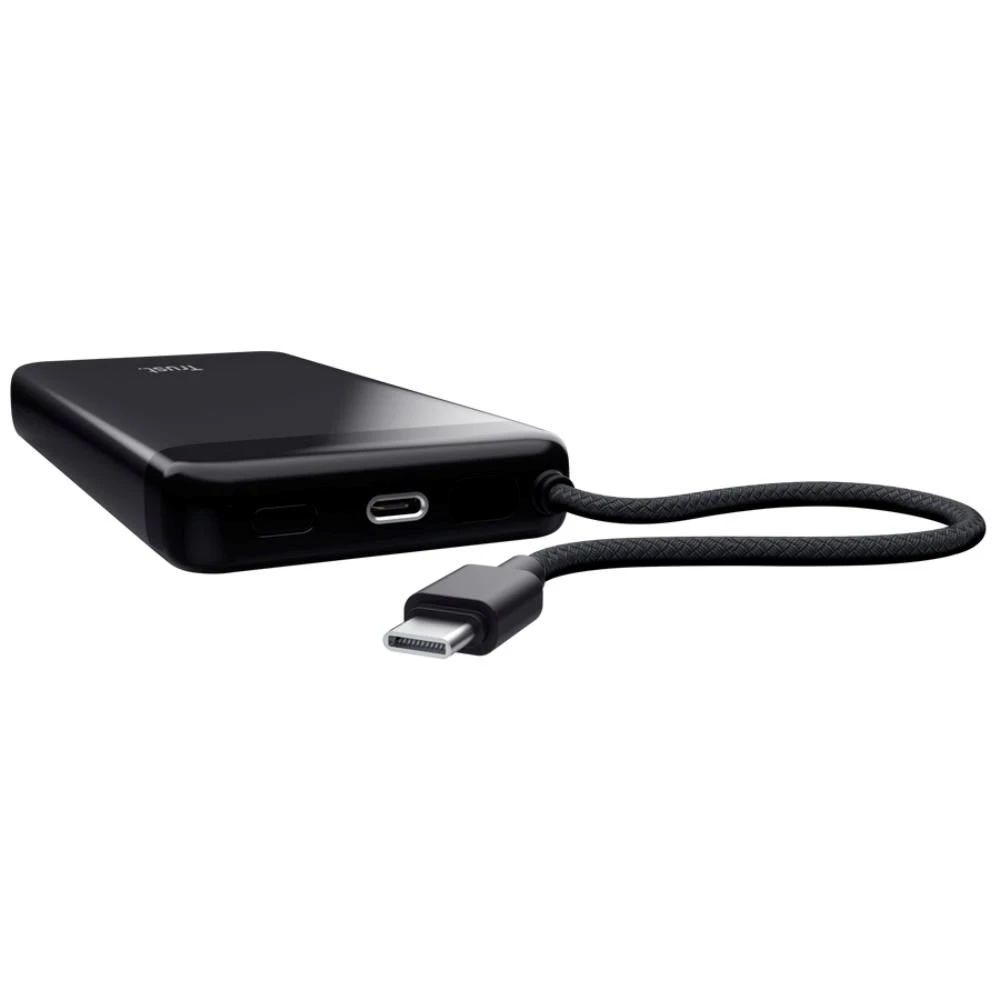 TRUST Fiera išorinė baterija, 20000 mAh, su laidu, 2x USB-C, juoda aprašymas - Prekės nuotrauka TRUST Fiera išorinė baterija, 20000 mAh, su laidu, 2x USB-C, juoda aprašymas - Prekės nuotrauka