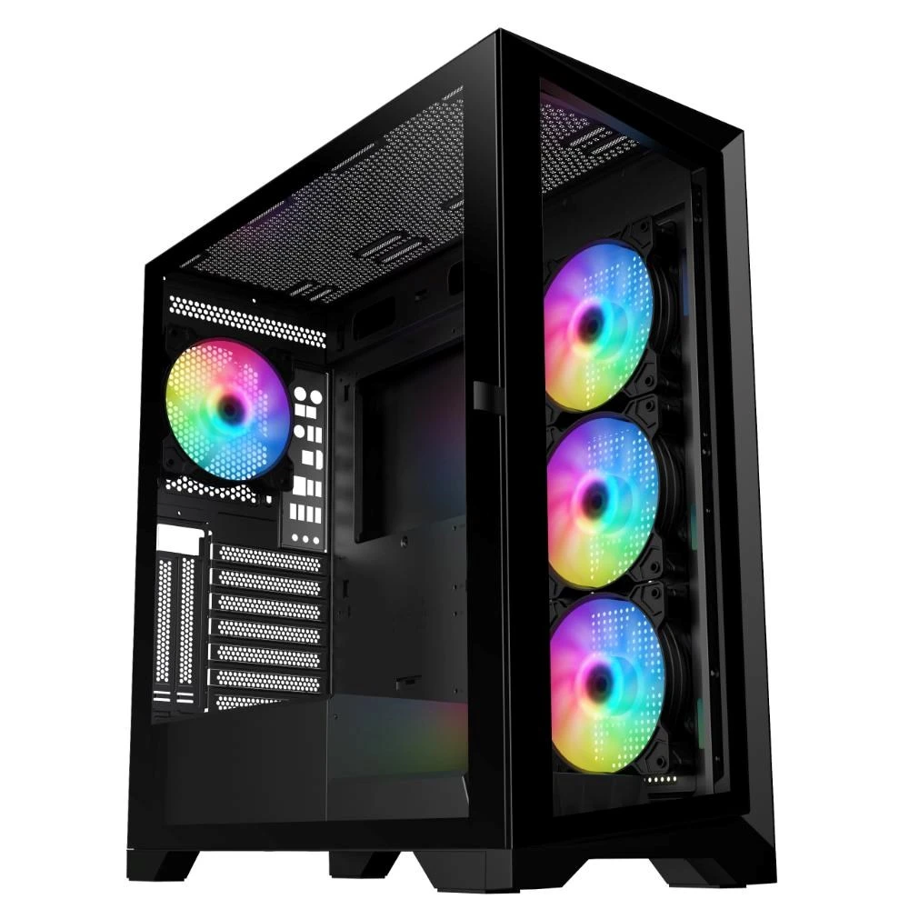 Vein X „VeinX“ korpusas GL29AL-BK, ATX, permatomas šoninis skydelis, 4 x 120 mm ARGB ventiliatoriai, ARGB šakotuvas, juodas aprašymas - Prekės nuotrauka
