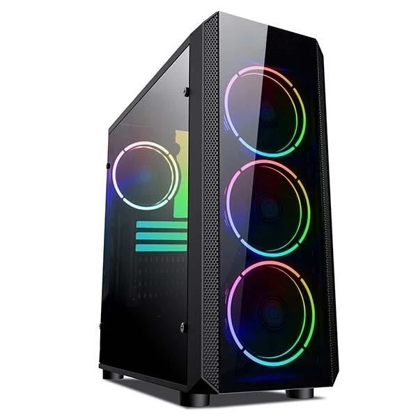 Vein X VeinX dėklas Mars MAR01A Mid Tower, be maitinimo, 3xUSB, permatomas šonas, 4xARGB ventiliatorius 120mm, juodas aprašymas - Prekės nuotrauka