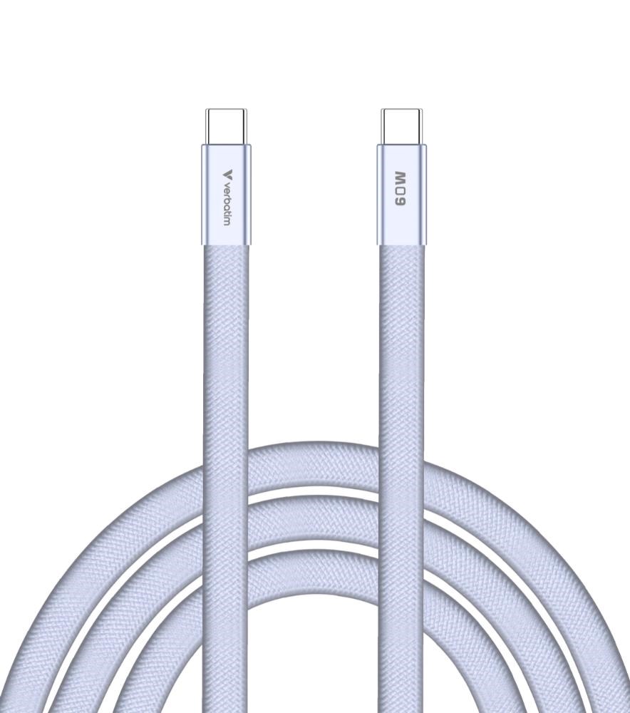 Kabelis Verbatim Sync & Charge SoftTouch USB-C į USB-C 60W PD3.0 120cm violetinės spalvos 30275 aprašymas - Prekės nuotrauka