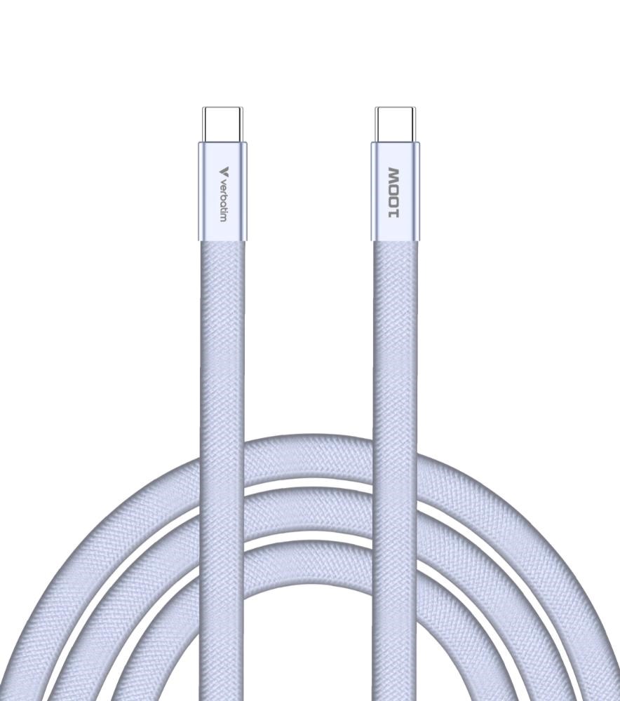 Kabelis Verbatim Sync & Charge SoftTouch USB-C į USB-C 100W PD3.0 120cm violetinės spalvos 30278 aprašymas - Prekės nuotrauka
