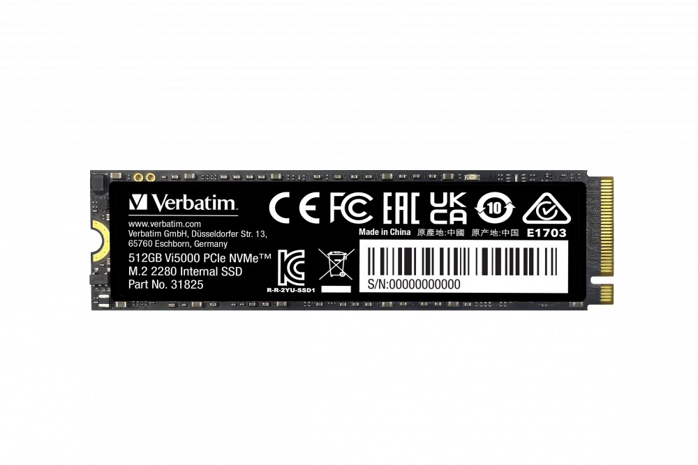 SSD vidinis Verbatim Vi5000 M.2, 31825, 512 GB, juodas, 5000 MB/s-R, NVMe, 2500 MB/s-W aprašymas - Prekės nuotrauka