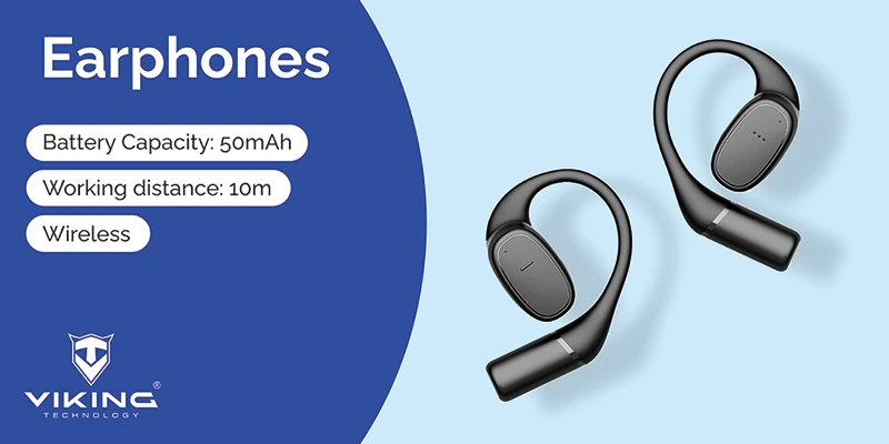 Ausinės Viking bluetooth ausinės su mikrofonu V49 juoda aprašymas - Prekės nuotrauka