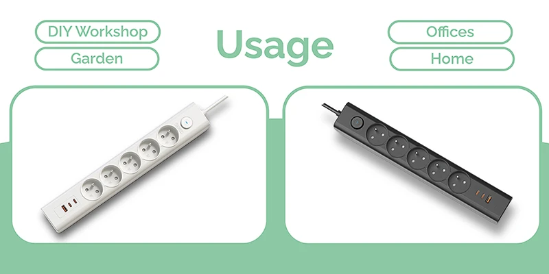 Viking tinklo praplėtimo lizdas YC53, 5x AC 230V, 1x USB-A, 2x USB-C, ilgis 1,5 m, juodas aprašymas - Prekės nuotrauka