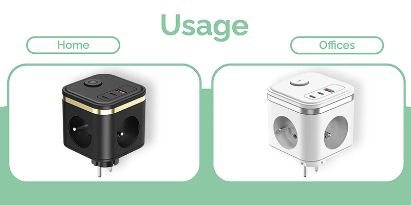 Viking maitinimo adapteris Y33, 3x 230 V, 1x USB-A, 2x USB-C, ON/OFF mygtukas, baltas aprašymas - Prekės nuotrauka
