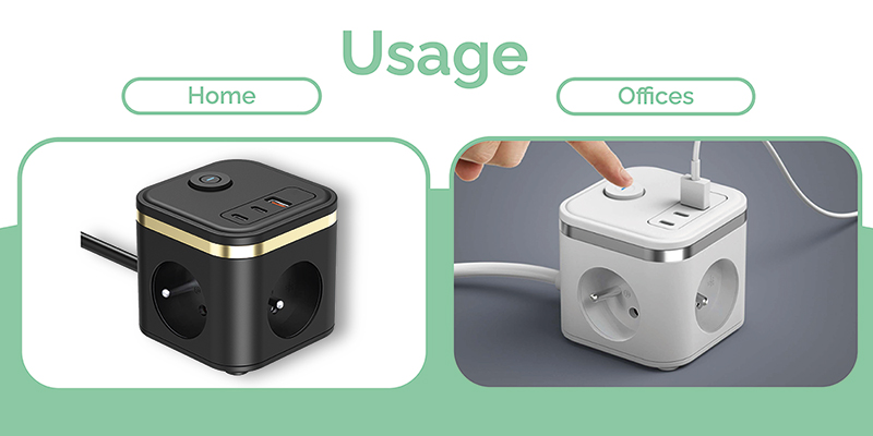 Viking maitinimo adapteris YC33, 3x 230 V, 1x USB-A, 2x USB-C, ON/OFF mygtukas, ilgis 1,4 m, juodas aprašymas - Prekės nuotrauka