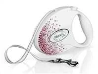 Flexi FLEXI Smycz Glam Splash Rožinė, S TAŚMA 3m, balta