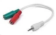 GEMBIRD CCA-417W Gembird adapteris stereo mini lizdas (M) 4 kontaktų -> 2 mini lizdai (F), 20 cm, baltas