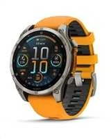 Išmanusis laikrodis Garmin Fenix 8 51mm, Solar, Sapphire, Titanas su ryškiai geltonu / grafito spalvos silikoniniu dirželiu