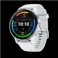 Išmanusis laikrodis Garmin Venu® 3, 45 mm, Sidabro spalvos nerūdijančiojo plieno apvadas su baltojo akmens korpusu ir silikoniniu dirželiu