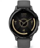 Išmanusis laikrodis Garmin Venu® 3S, Skalūno spalvos nerūdijančiojo plieno apvadas, su akmenėlių pilkos spalvos korpusu ir silikoniniu dirželiu