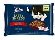 Purina Nestle Drėgnas Kačių Maistas - Felix Skanūs Gabaliukai su Jautiena ir Vištiena 4x 80g