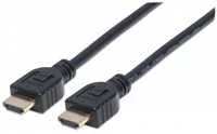MANHATTAN CL3 didelės spartos HDMI kabelis 10m su eterneto vidinės sienelės vardiniu HDMI kištuku į kištuku ekranuotas Juodas