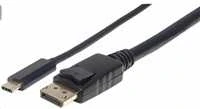 Intracom MANHATTAN USB-C į DisplayPort adapterio kabelis 1m konvertuoja DP Alt režimo signalą į 4K DP išvestį 1 m 3 pėdos Juodas