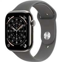 Išmanusis laikrodis Apple Watch series 11 gps + cellular, koperta 46 mm su tytanu w kolorze naturalnym, dirželis sportowy w kolorze górskiej szarości - dydis m/l
