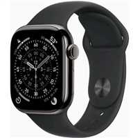 Išmanusis laikrodis Apple Watch series 11 gps + cellular, koperta 42 mm su tytanu w kolorze łupku, dirželis sportowy (juodos spalvos) - dydis m/l