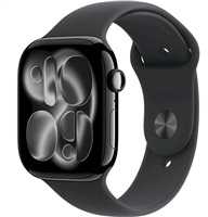 Išmanusis laikrodis Apple Watch series 11 gps + cellular koperta 46 mm su aliuminio w kolorze onyksu, dirželis sportowy (juodos spalvos) - dydis m/l
