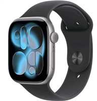 Išmanusis laikrodis Apple „Watch Series 11 GPS + Cellular“, 42 mm, kosminės pilkos spalvos aliuminio korpusas su juodu sportiniu dirželiu – S/M