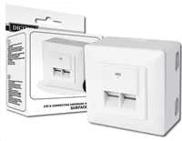 Assmann Electronic DIGITUS modulinis sieninis lizdas 2xRJ45 baltas Cat6 pilnai ekranuotas paviršinis montavimas RAL 9010
