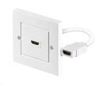 HDMI sieninis lizdas su kabeliu, baltas
