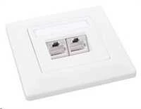 Solarix lizdas CAT6 STP 2 x RJ45 įleidžiamas baltas SX9-2-6-STP-WH