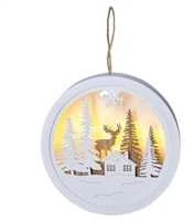 Solight Šviesus LED pakabinamas dekoras, miškas ir elniai, baltas ir ruda, 2x AAA