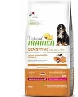 Natural Trainer DOG SENSITIVE be gliuteno PUPPY&JUNIOR Medium/Maxi su lašiša 12kg