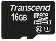 Atminties kortelė TRANSCEND 16GB Micro SDHC 10 klasės UHS-I kortelė