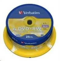 VERBATIM 25x DVD+RW SERL 4,7GB 4x Spindel matt sidabrinis paviršius