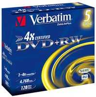 VERBATIM DVD-RW 4X BOITIER CRISTAL PACK DE 5