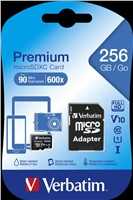 Verbatim Atminties kortelė Micro SDXC 256GB V10 + adapter juodos spalvos 44087