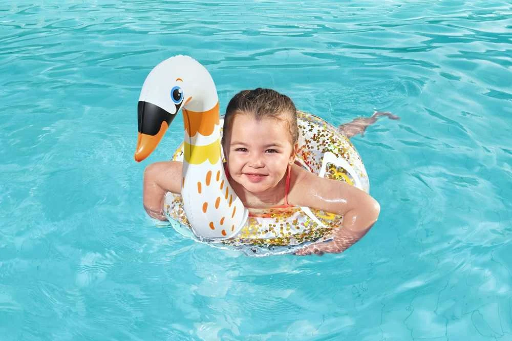 „Bestway“ plaukimo žiedo gulbės blizgučiai 61cm