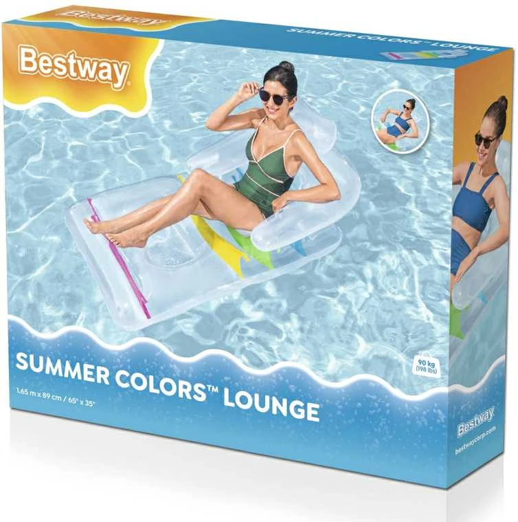 BESTWAY pripučiamas čiužinys su atlošu Kool Lounge, 1.65m x 89cm, 43011