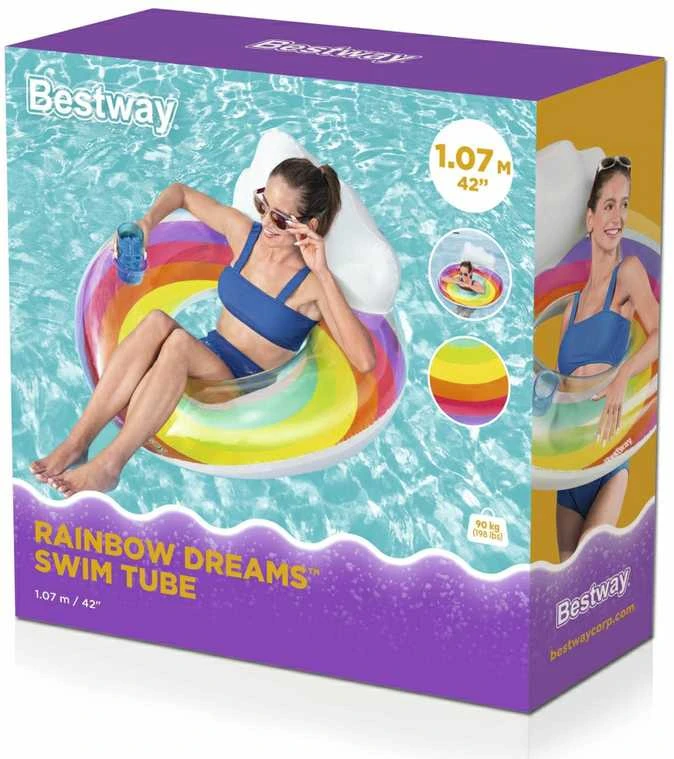 Plaukimo ratas Bestway Rainbow Dreams, Ø 107 cm