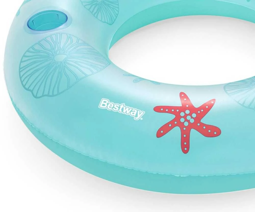 Bestway mėlynas pripučiamas žiedas su atlošu koralinis rifas 107cm 43730