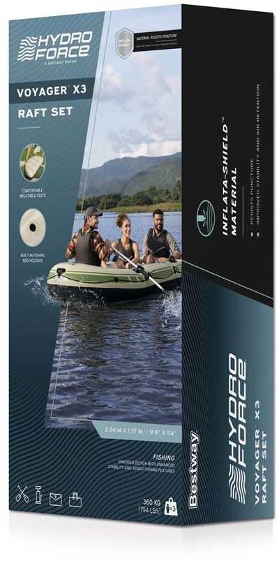 Bestway pripučiamas pontonas + irklai 294 x 137 cm Voyager X3 plaustų rinkinys 65164