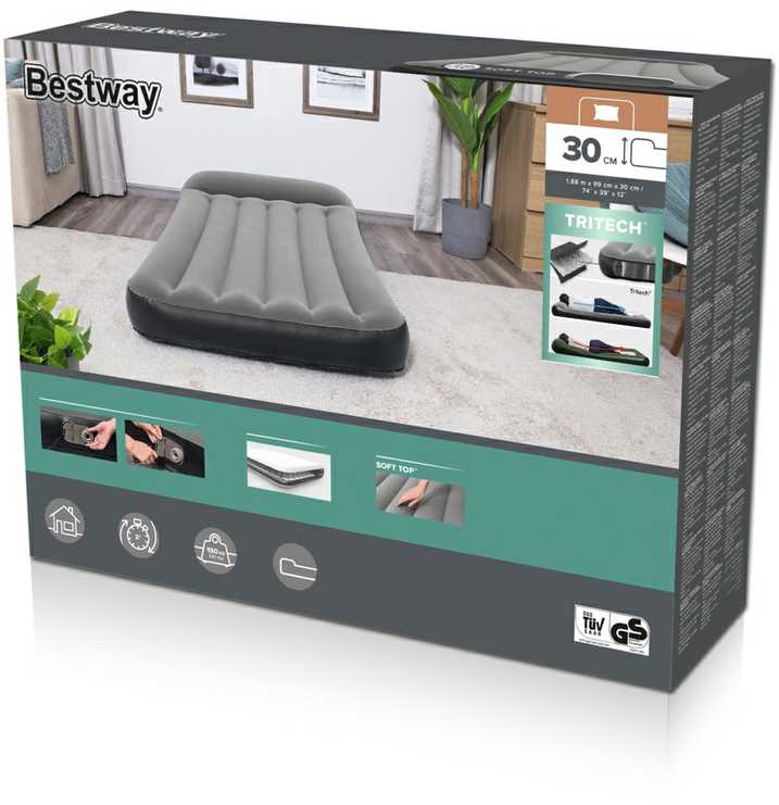 Pripučiamas čiužinys 188x99x30 cm su įmontuotu elektriniu siurbliu Bestway 67556