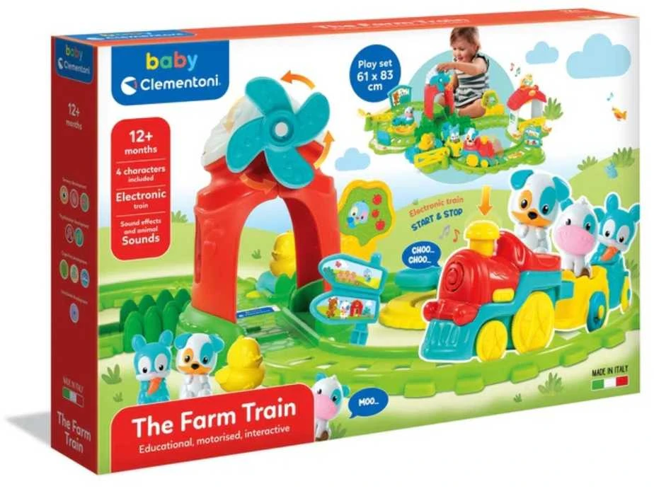 Traukinys su žaidimų rinkiniu fermos tema Clementoni