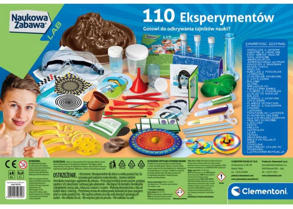 Naukowa Mokslo pramogos 110 eksperimentų lenkų kalba Clementoni 50720