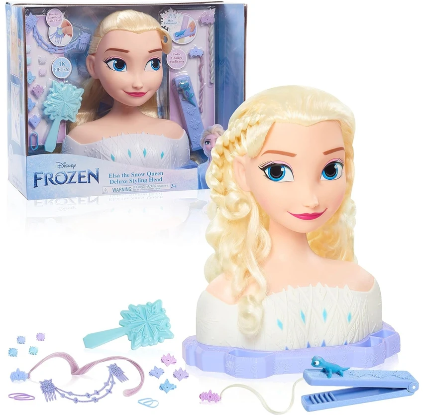 Mix Lėlė Didelė Plaukų Šukavimo Ir Formavimo Galva Prabangi Princesė Disney Elsa Frozen +priedai