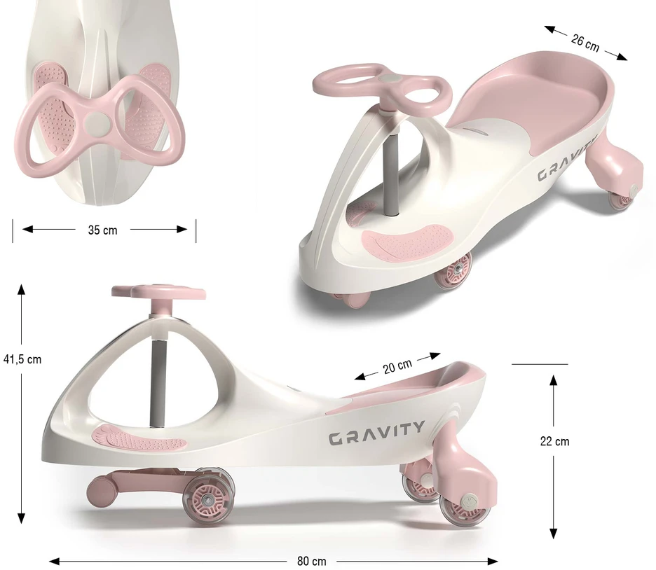 Milly Mally Jeździk „Gravity Ride-on“ kreminės-rožinės spalvos vežimėlis