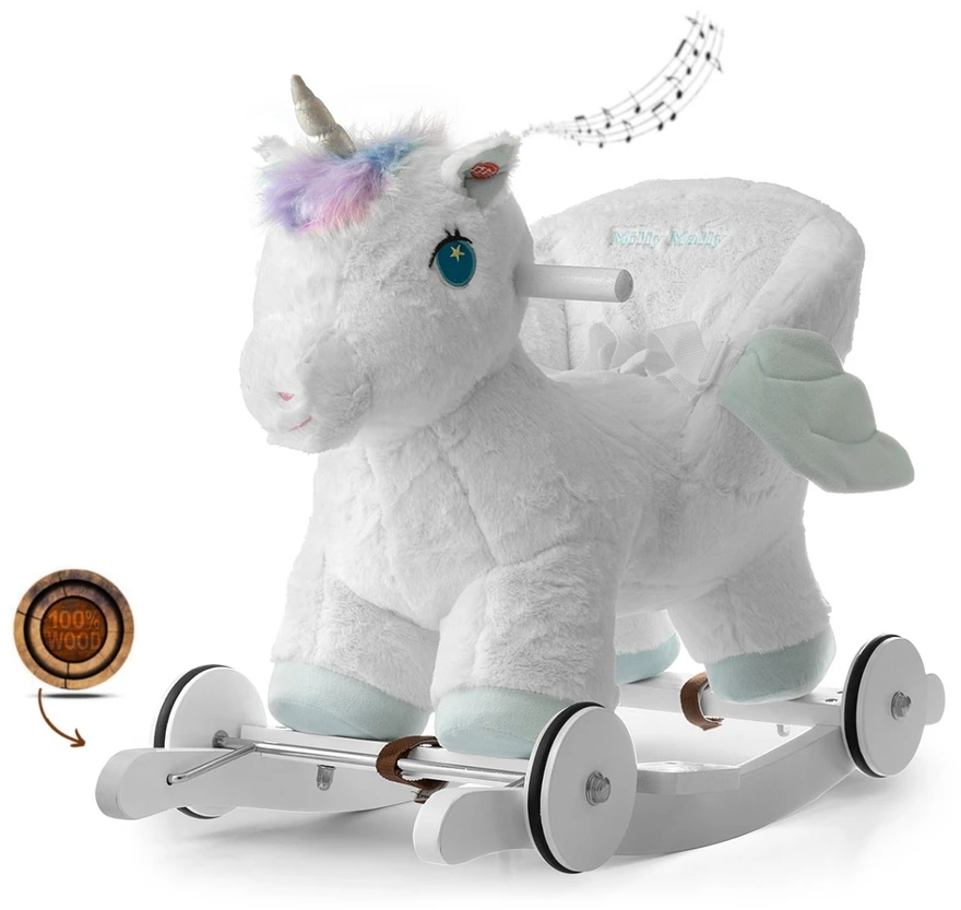 Supamas žirgas su melodija ir ratukais Milly Mally Polly Unicorn