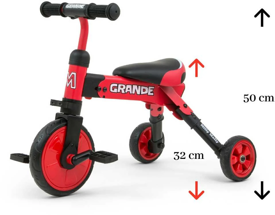 Triratukas Milly Mally GRANDE 2in1, Raudonas