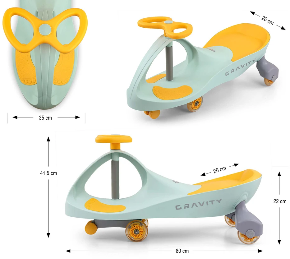 Gravitacinis paspiriamas automobiliukas Milly Mally Gravity, geltonas
