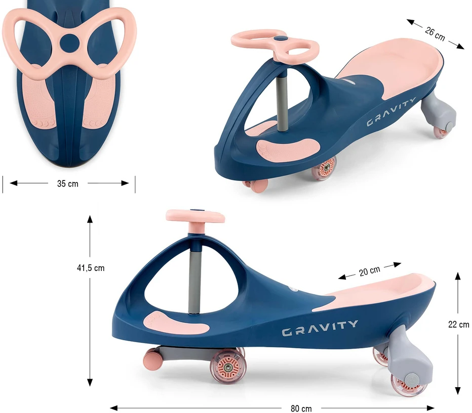 Milly Mally Jeździk „Gravity Ride-On Gravity“, tamsiai mėlyna ir rožinė